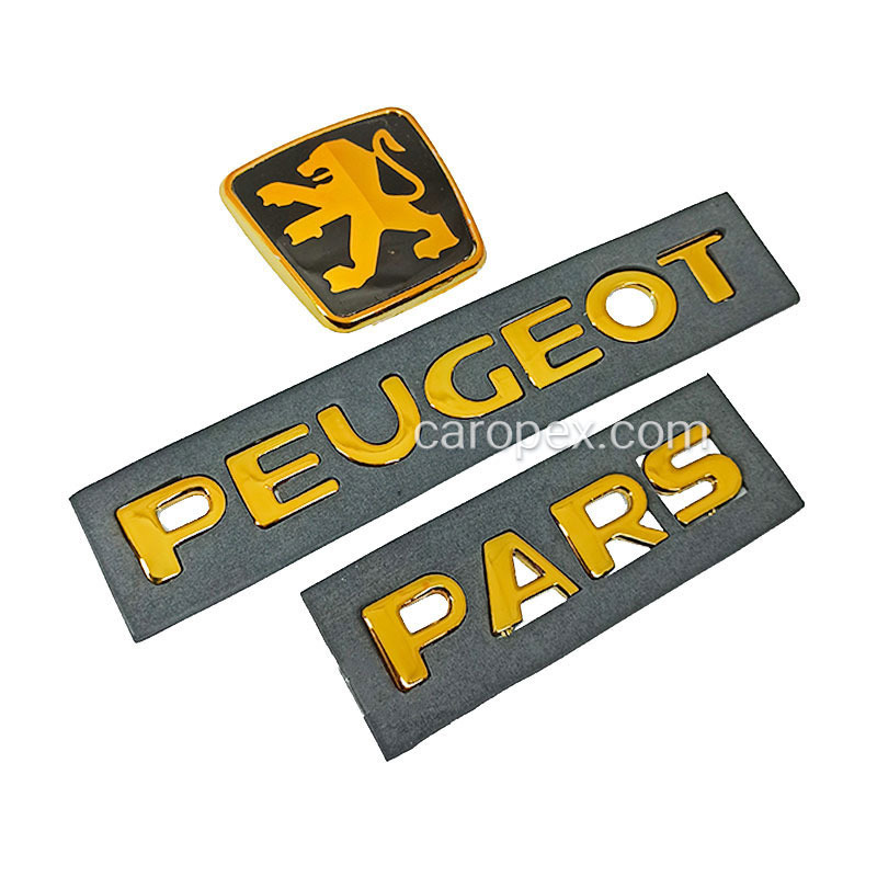 ست آرم و نوشته پژو پارس PEUGEOT PARS طلایی